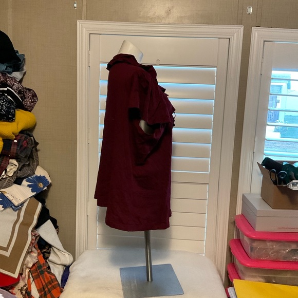 Chaps Burgundy Ruffled Blouse - Picture 4 of 8